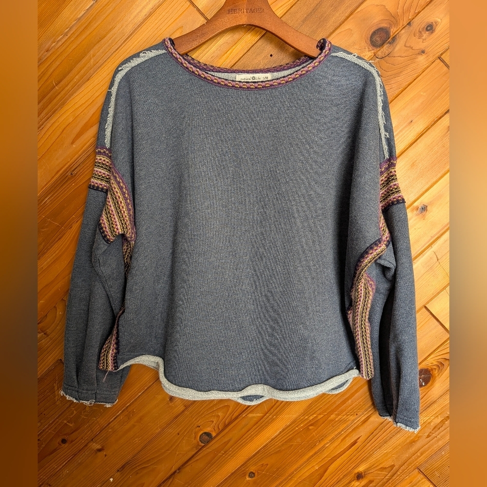 Natural Life Knit Trim Sweatshirt Size S/M